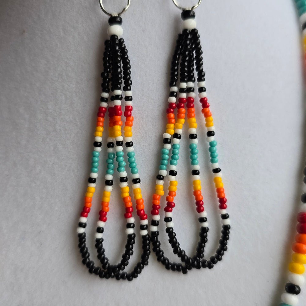 Sunset with a Touch of Southwest Turquoise Earrings – Handcrafted Native Beadwork