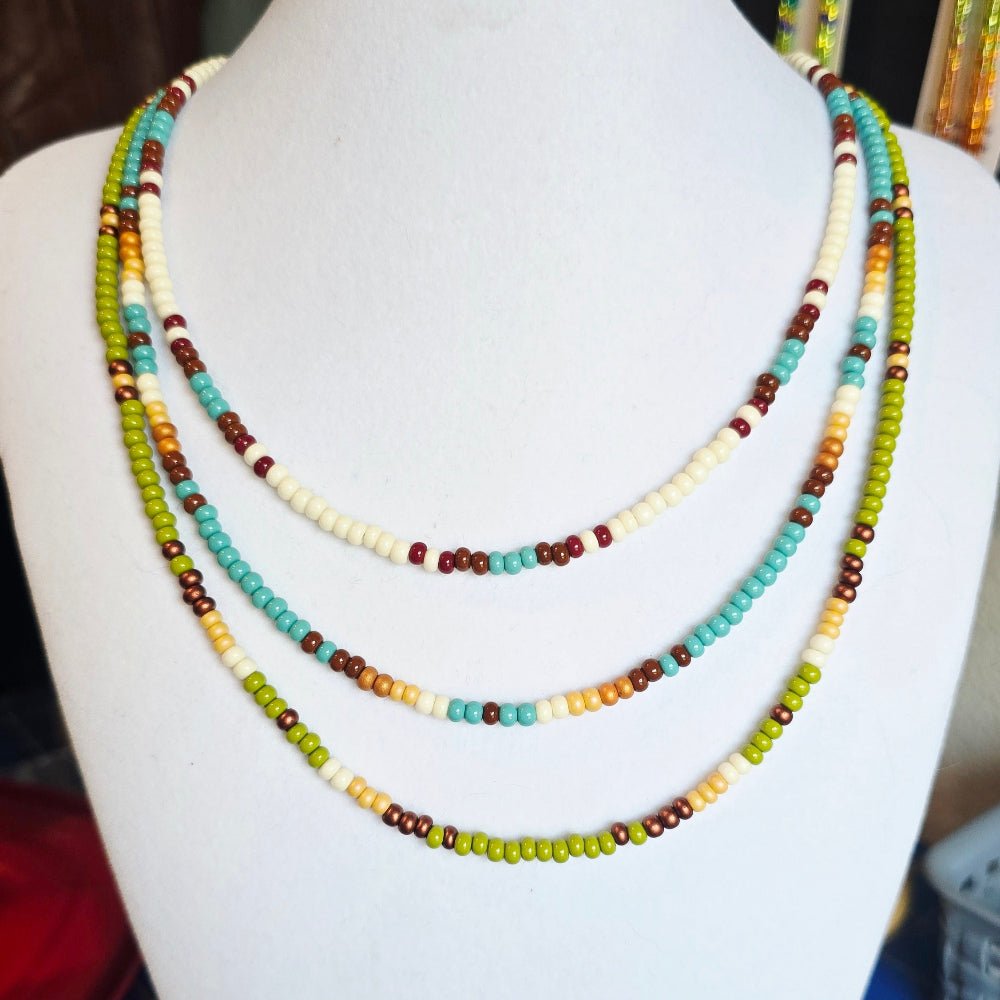 Handmade Natural Simple Big Bead Necklace withTraditional Native American Colors at Crafty Native