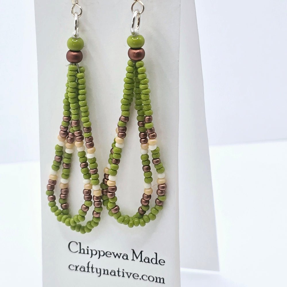 Native American Style Two-Loop Beaded Dangle Earrings