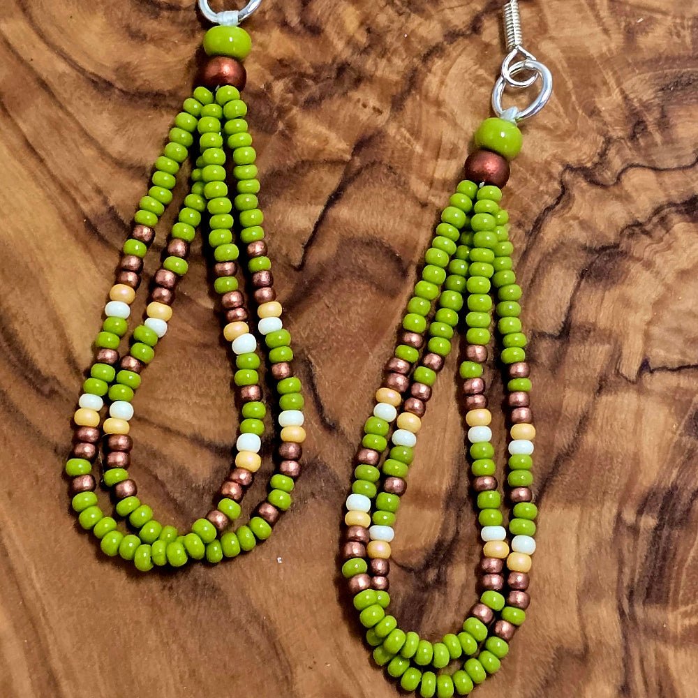 Native American Style Two-Loop Beaded Dangle Earrings