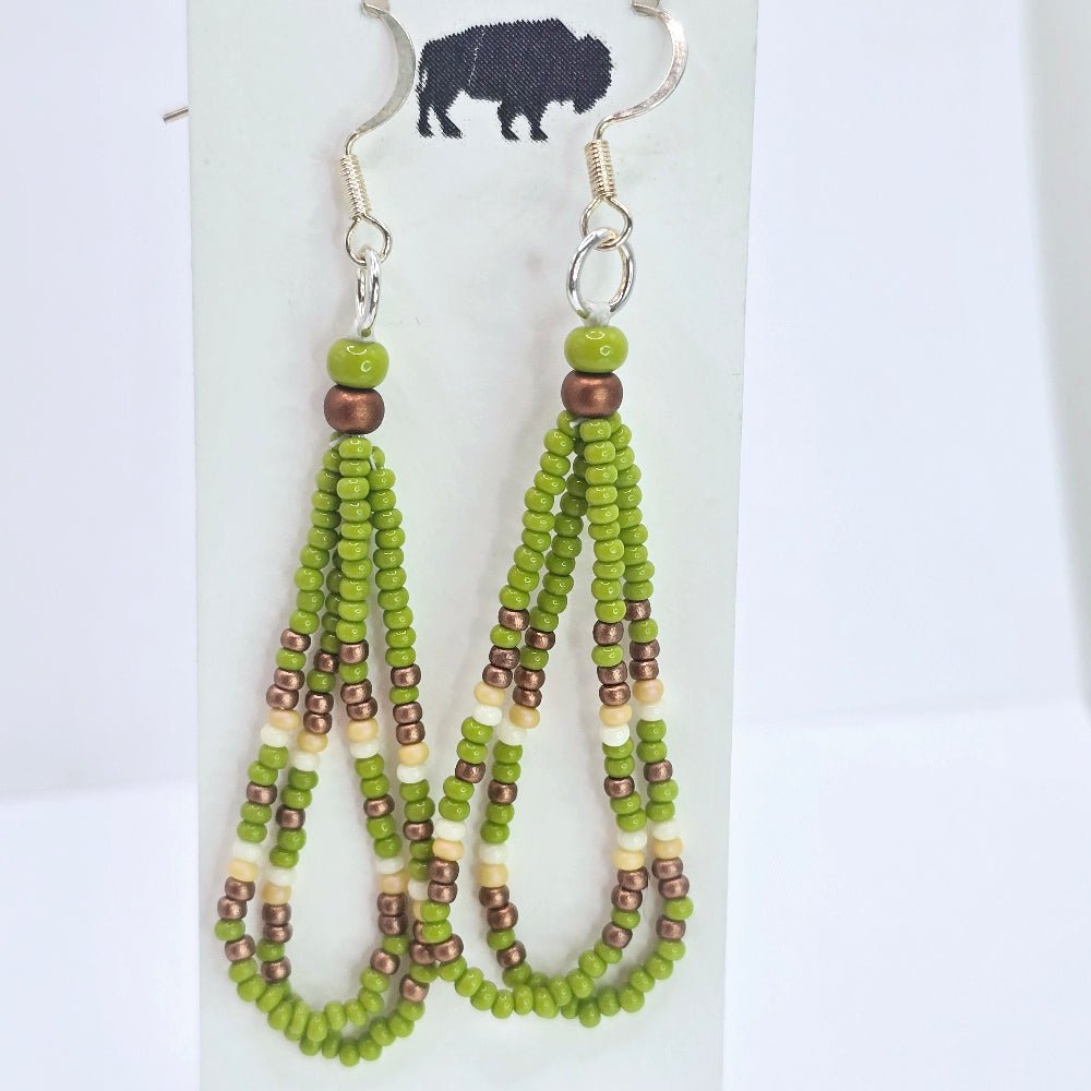 Native American Style Two-Loop Beaded Dangle Earrings