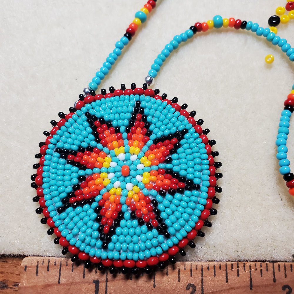 Native Starburst Medallion Beaded Necklace