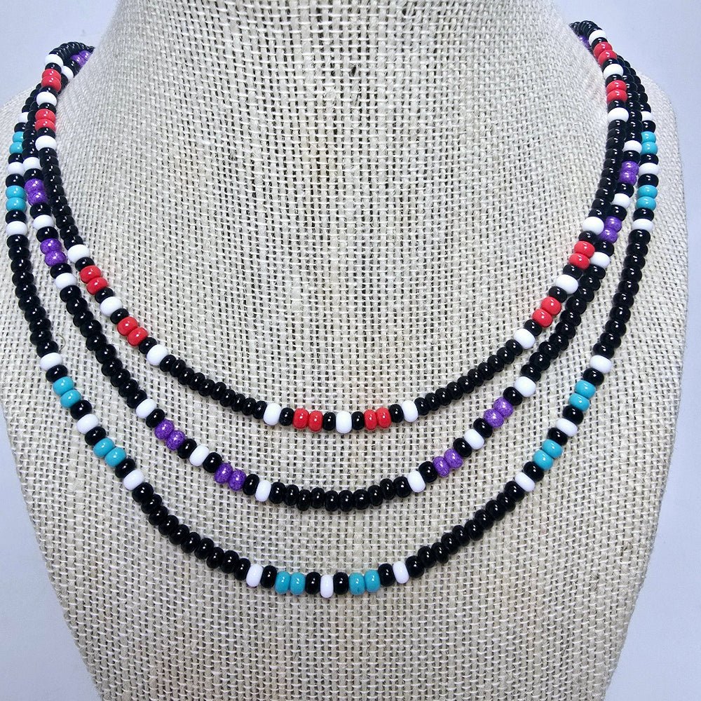 Handmade Simple Big Bead Necklace | Traditional Native American Colors