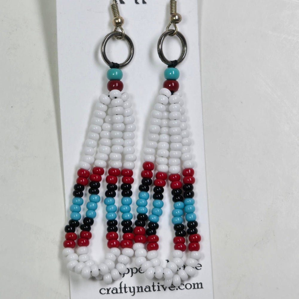Red & White Two Dangle Earrings – Native American Style