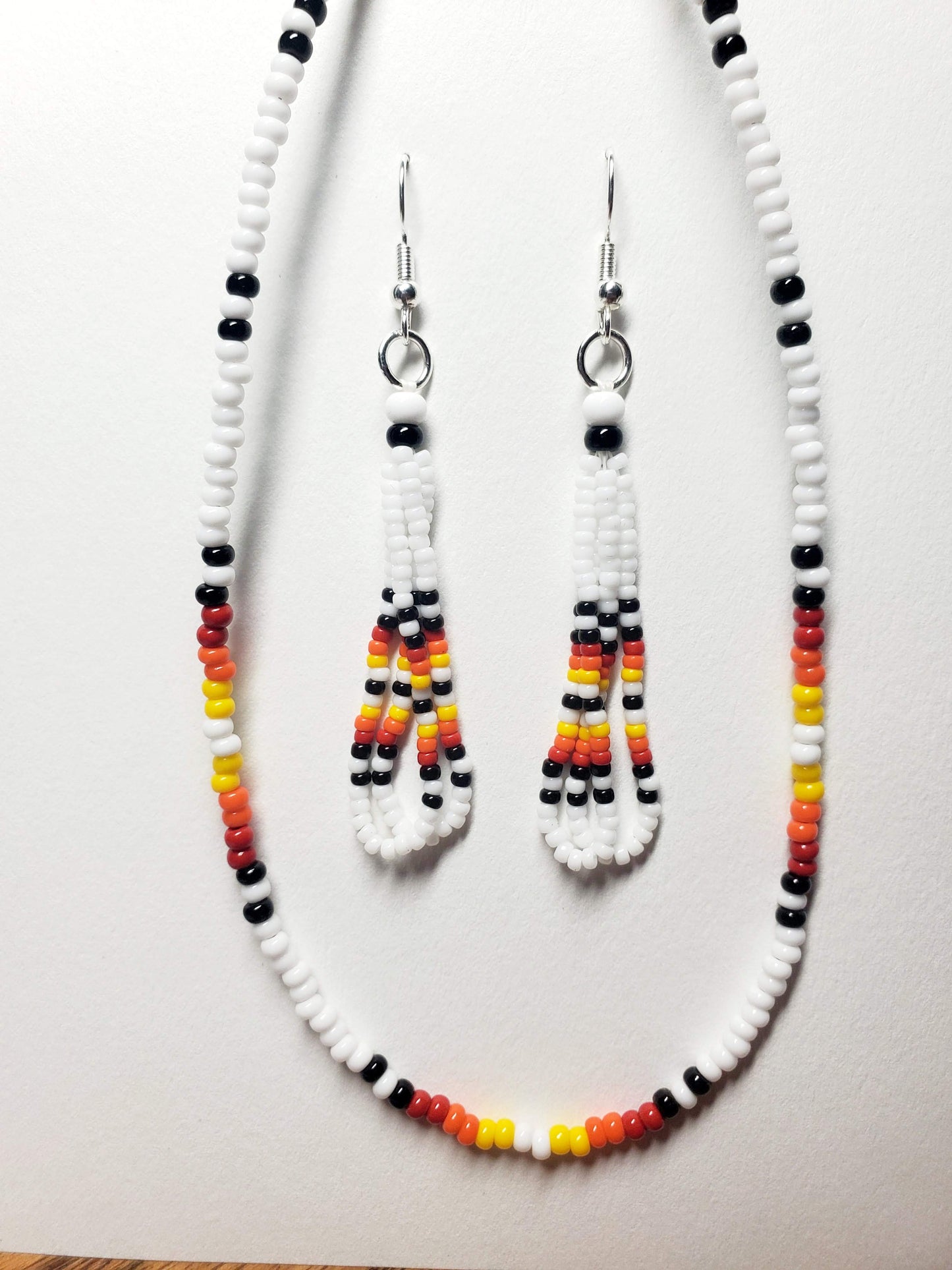 White Fire Native Necklace and Earring Set