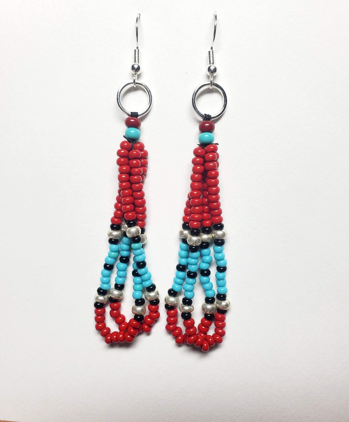 Red & Turquoise Two Dangle Earrings