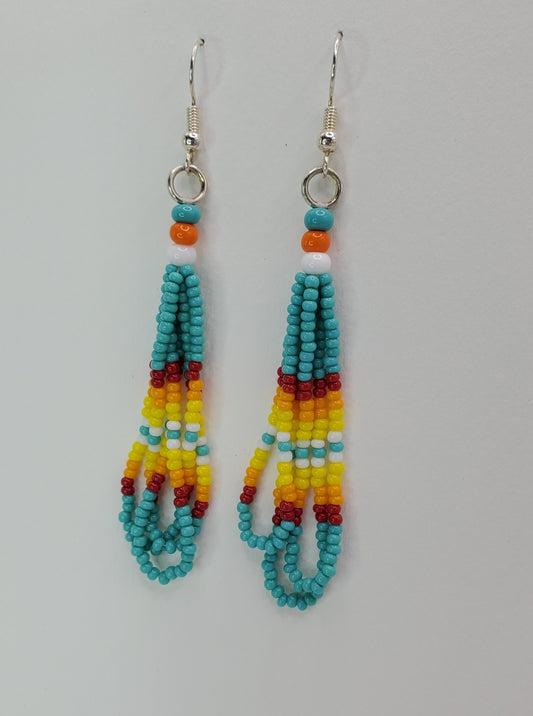 Three Dangle Earrings  Turquoise Glass