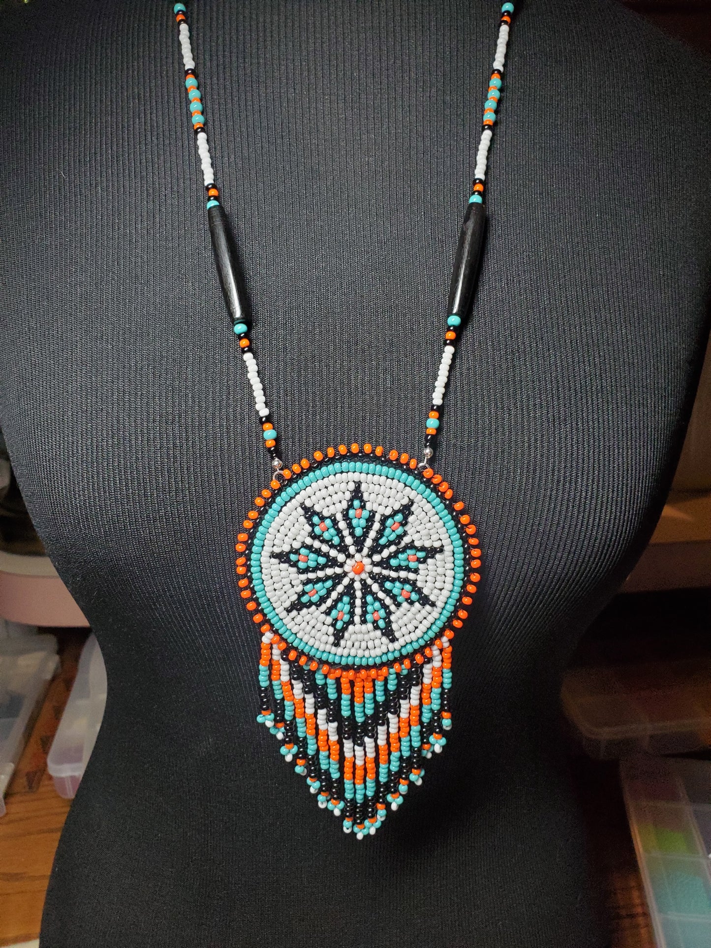 Native Star Beaded Fringe Medallion