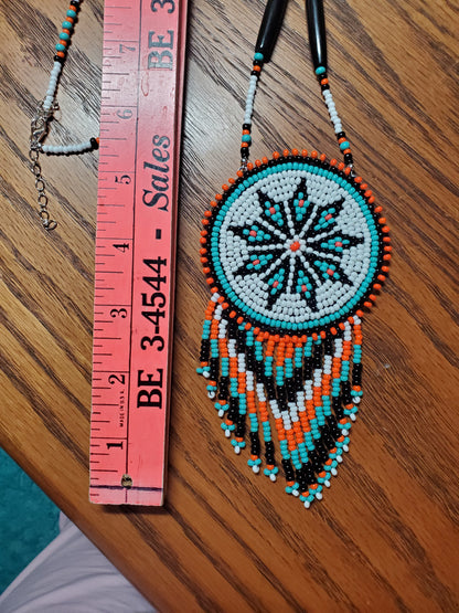 Native Star Beaded Fringe Medallion