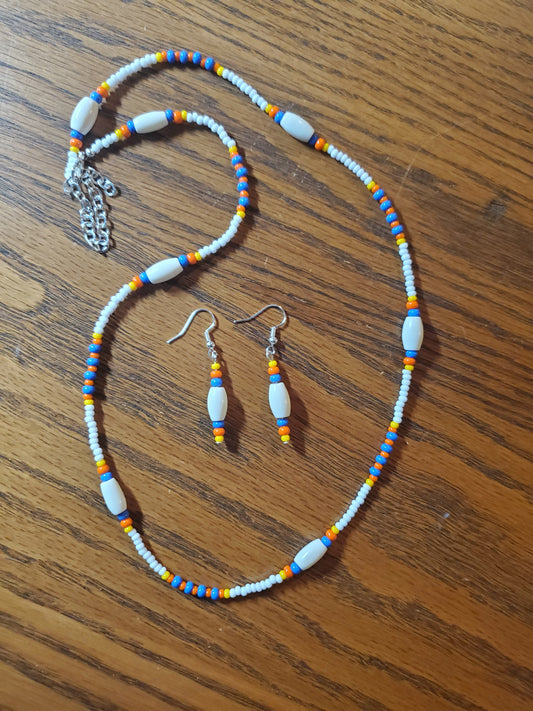 Sunrise Beaded Native Necklace and Earring Set