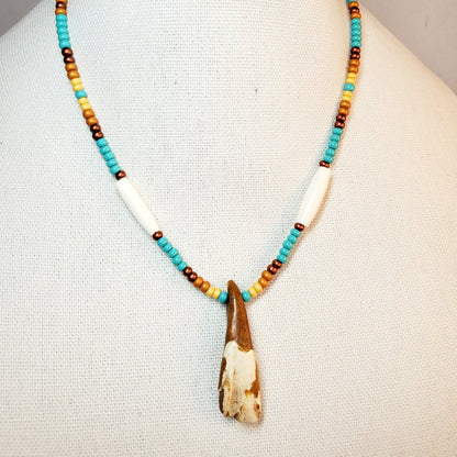 Buffalo Tooth Beaded Necklaces Turquoise