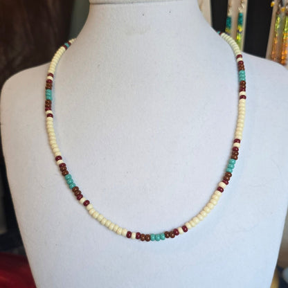 Handmade Natural Simple Big Bead Necklace withTraditional Native American Colors at Crafty Native