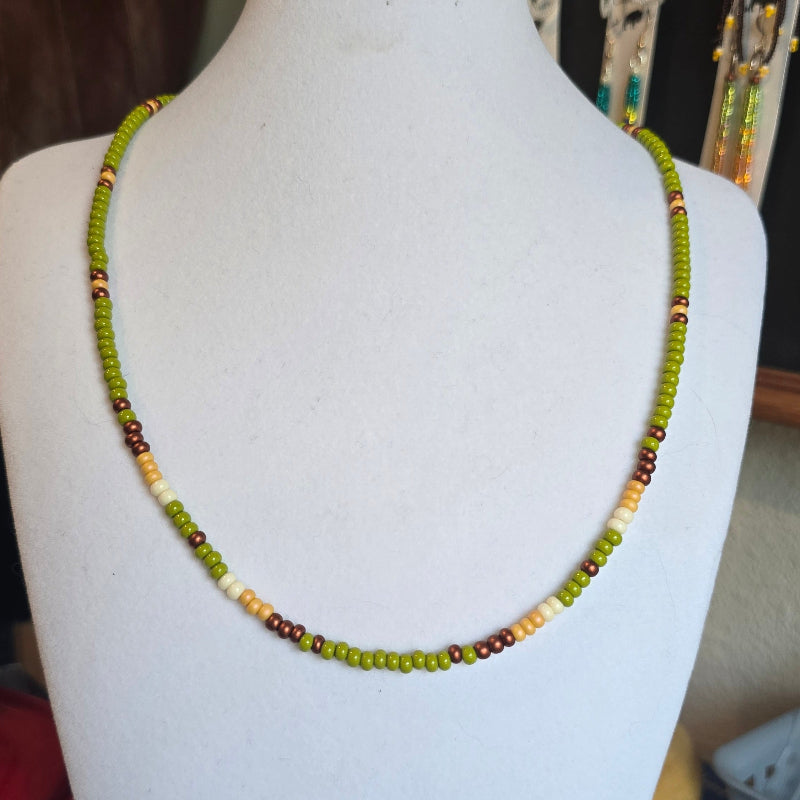 Handmade Natural Simple Big Bead Necklace with Traditional Native American Colors at Crafty Native