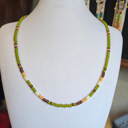 Handmade Natural Simple Big Bead Necklace with Traditional Native American Colors at Crafty Native