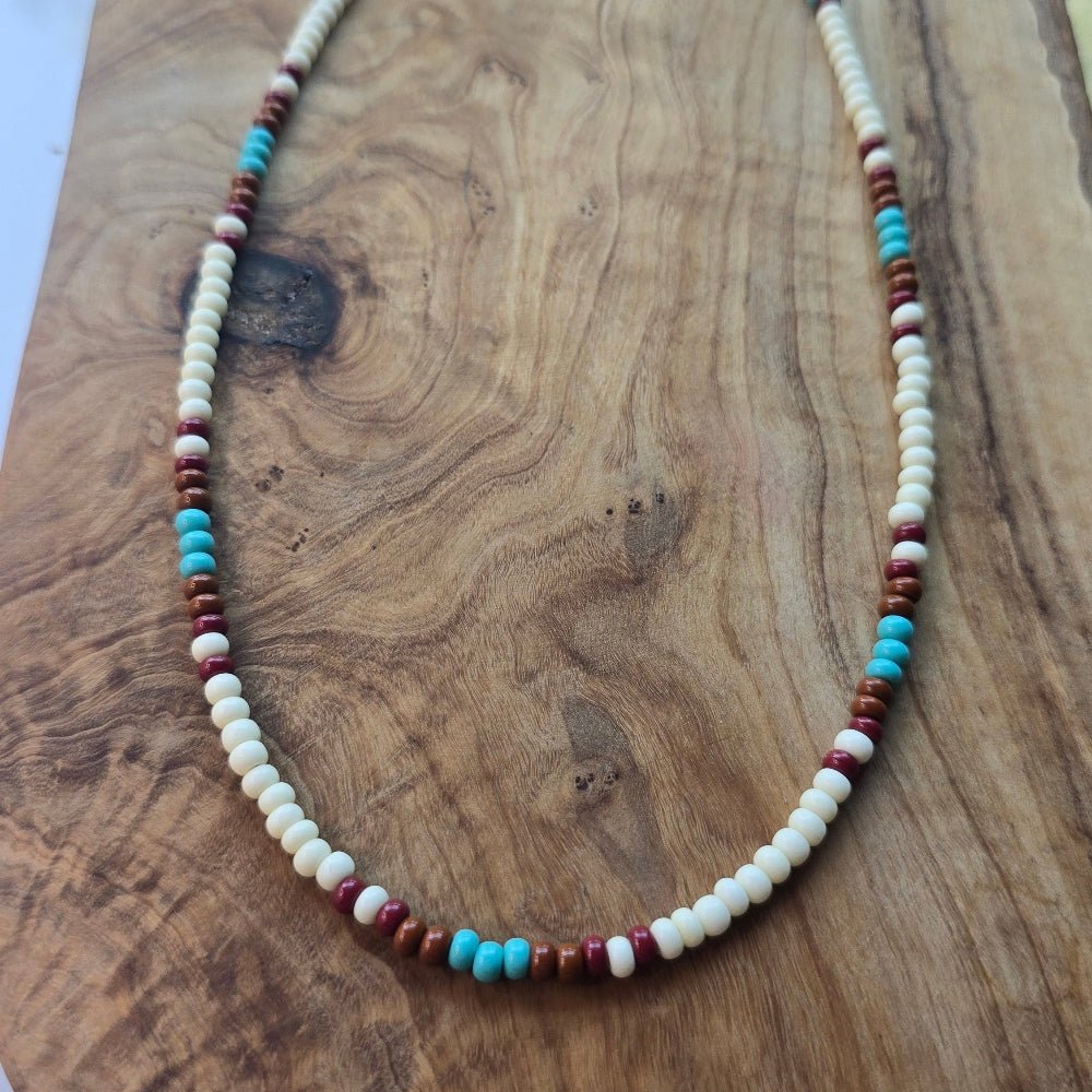 Handmade Natural Simple Big Bead Necklace with Traditional Native American Colors at Crafty Native