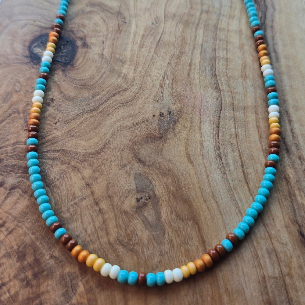 Handmade Natural Simple Big Bead Necklace with Traditional Native American Colors at Crafty Native