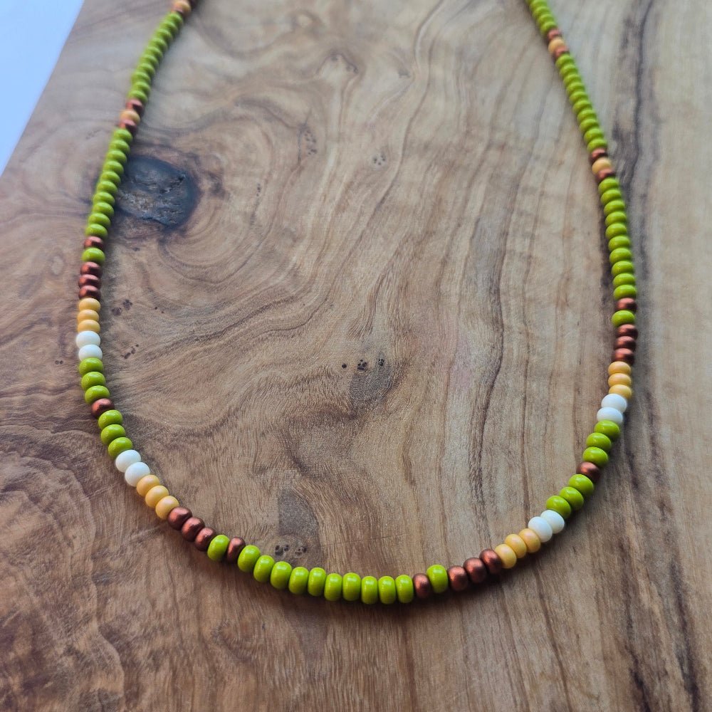 Handmade Natural Simple Big Bead Necklace with Traditional Native American Colors at Crafty Native