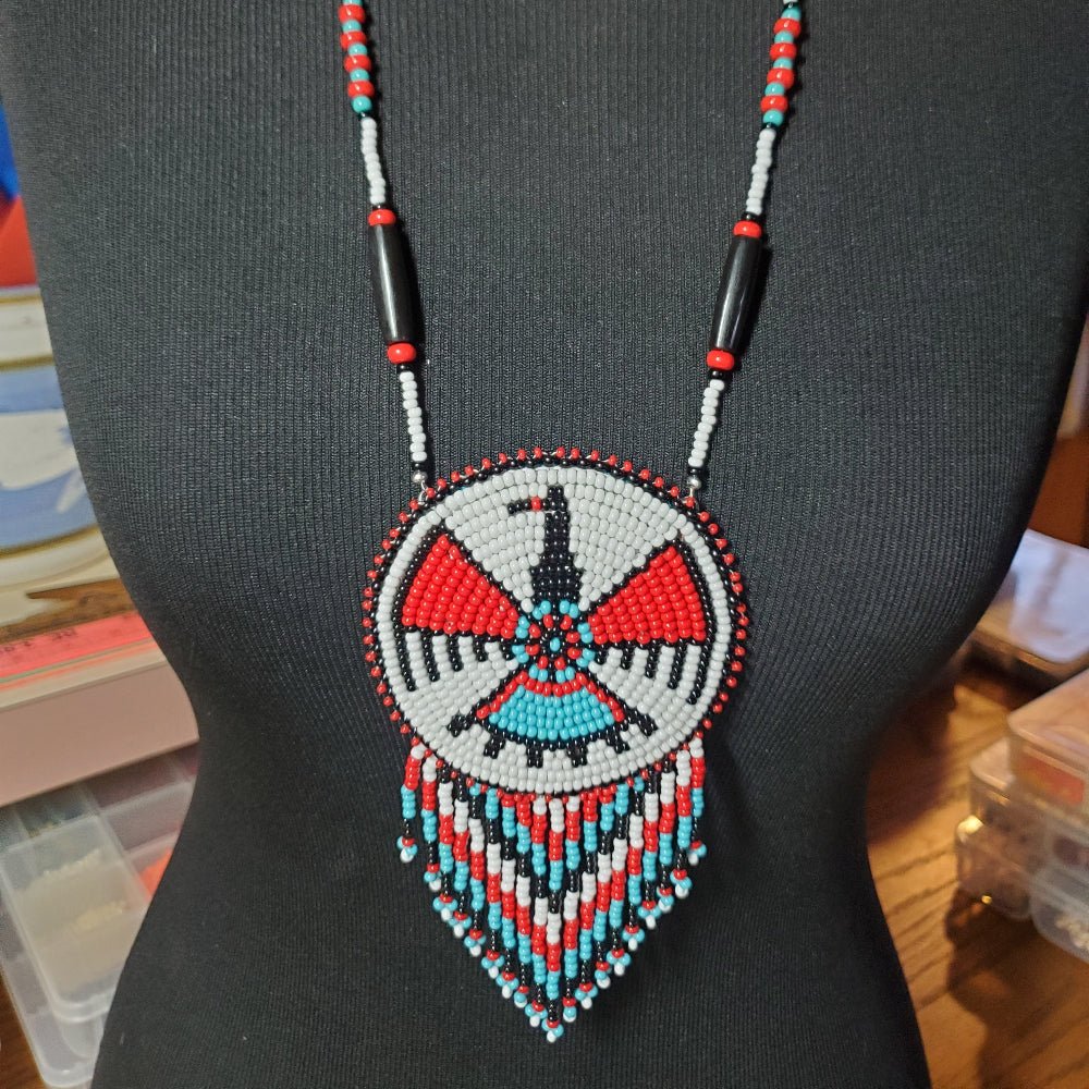 One-of-a-Kind Beaded Eagle Medallion Necklace – Native American Style