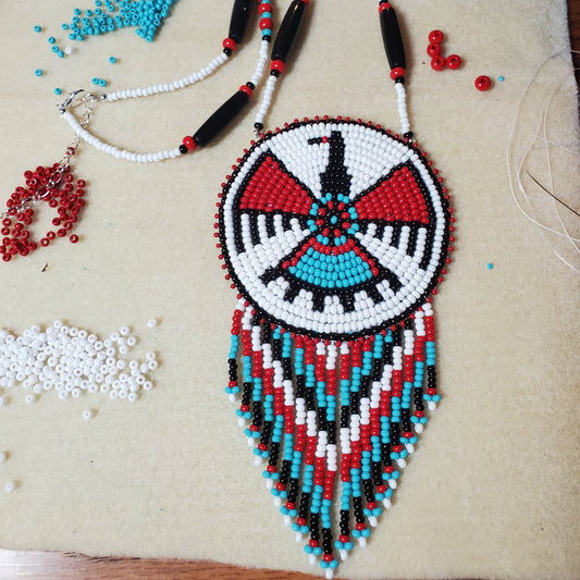 One-of-a-Kind Beaded Eagle Medallion Necklace – Native American Style