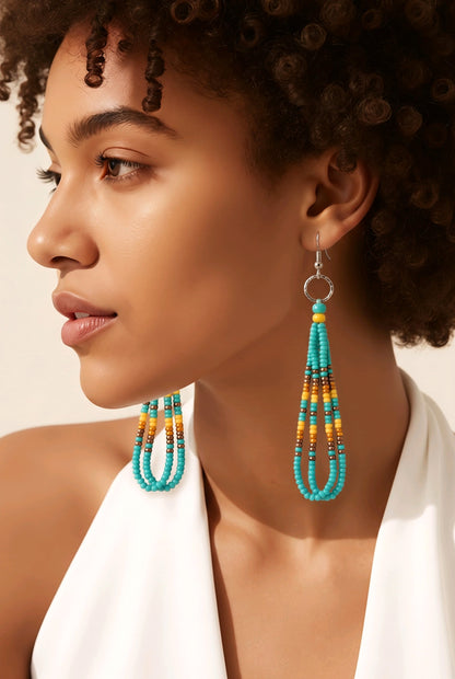 Turquoise Amber Sky – Native American Style Dangle Earrings
