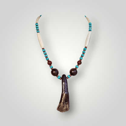 Buffalo Tooth Horn Beaded Necklace Horn with Traditional Native American Colors at Crafty Native
