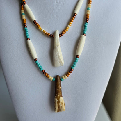 Buffalo Tooth Beaded Necklaces