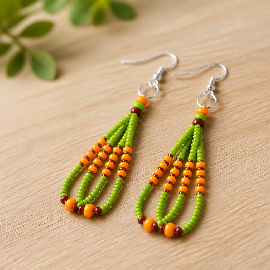 Native-Inspired Green Pow Wow Earrings