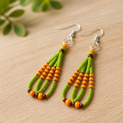 Native-Inspired Green Pow Wow Earrings