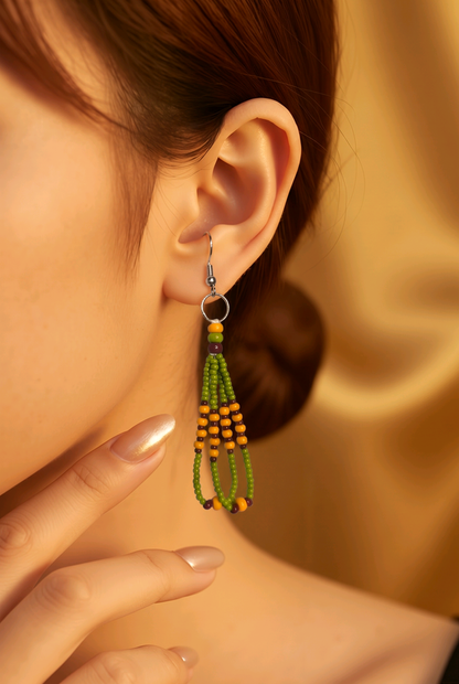 Native-Inspired Green Pow Wow Earrings
