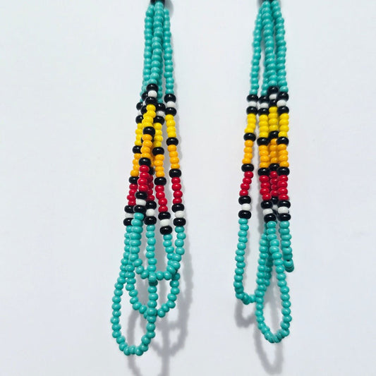 Orange Spiny Oyster & Turquoise Beaded Hoop Earrings Orange Spiny Oyster & Turquoise Beaded Hoop Earrings