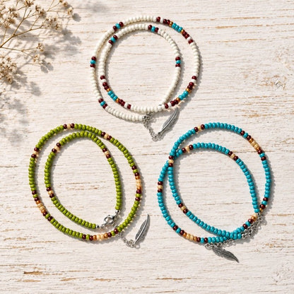 Handmade Natural Simple Big Bead Necklace | Traditional Native American Colors with Traditional Native American Colors at Crafty Native