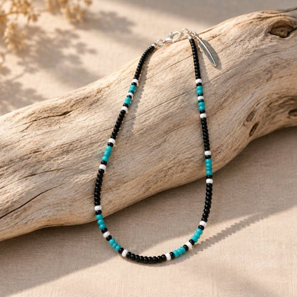 Handmade Simple Big Bead Necklace | Traditional Native American Colors with Traditional Native American Colors at Crafty Native