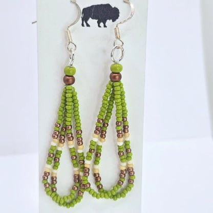 Native American Style Two-Loop Beaded Dangle Earrings