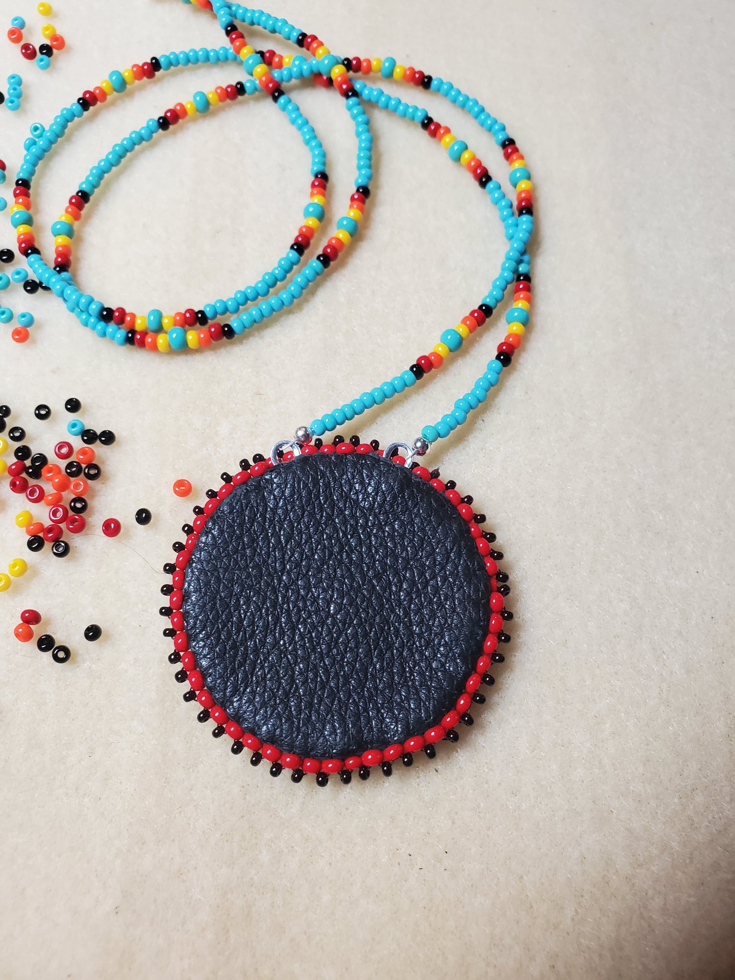 Native Starburst Medallion Beaded Necklace