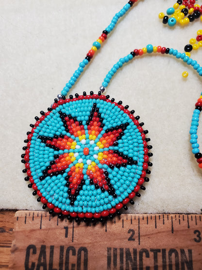 Native Starburst Medallion Beaded Necklace