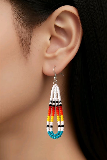 Rainbow Dangle Earrings with Traditional Native American Colors at Crafty Native
