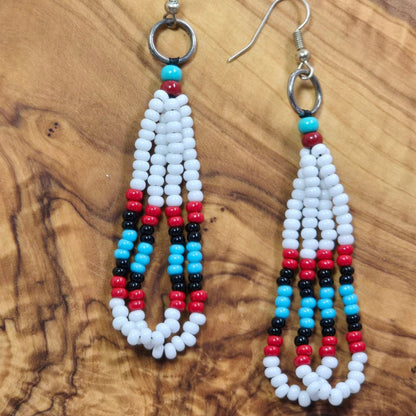 Red &amp; White Two Dangle Earrings – Native American Style
