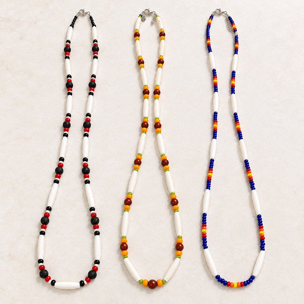 Pow Wow Buffalo bone hair pipe bead necklaces
