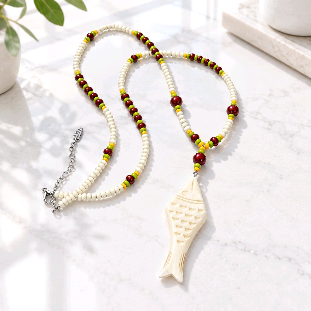 Carved fish necklace