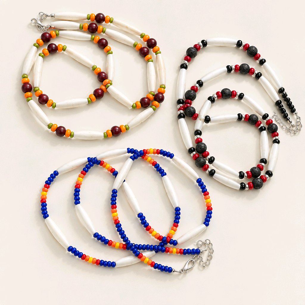 Pow Wow Buffalo bone hair pipe bead necklaces