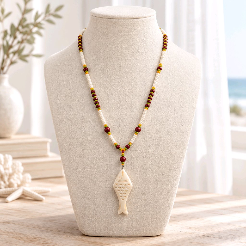 Carved fish necklace